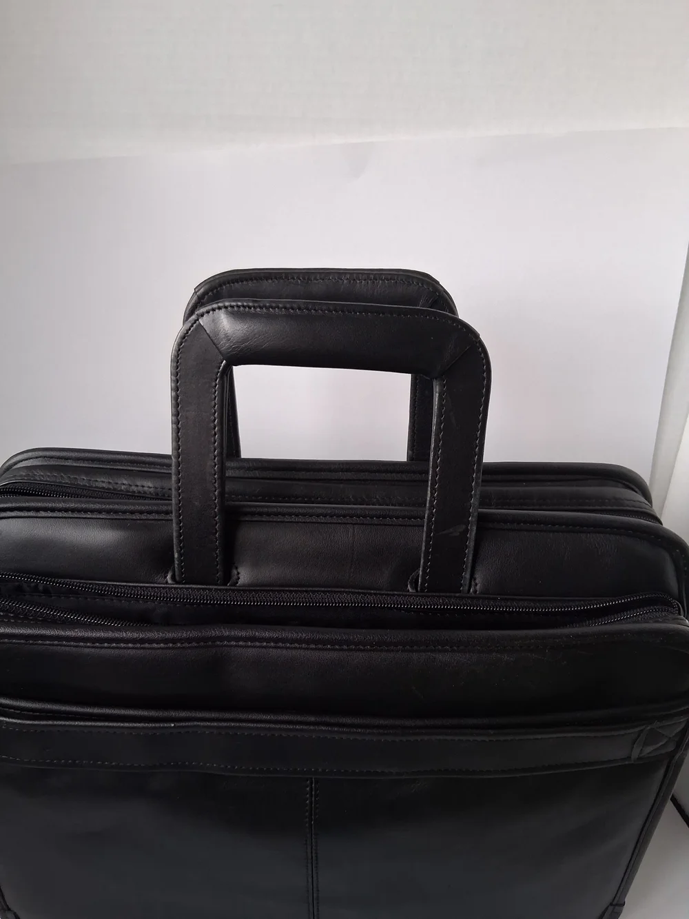 Vintage Dell Black Leather Laptop Messenger Bag